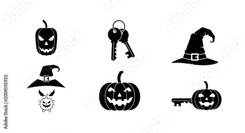 Bild auf Leinwand Black Halloween icons and symbols.