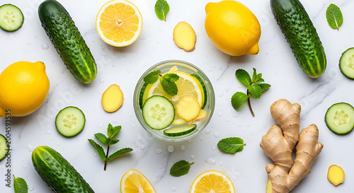 Refreshing Cucumber Lemon Ginger Infused Water with Mint