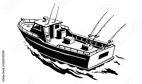 Foto Sport fishing boat illustration