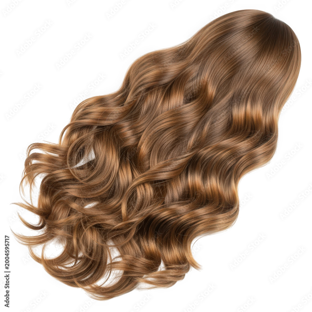 Naklejka premium Long wavy brown hair wig for women