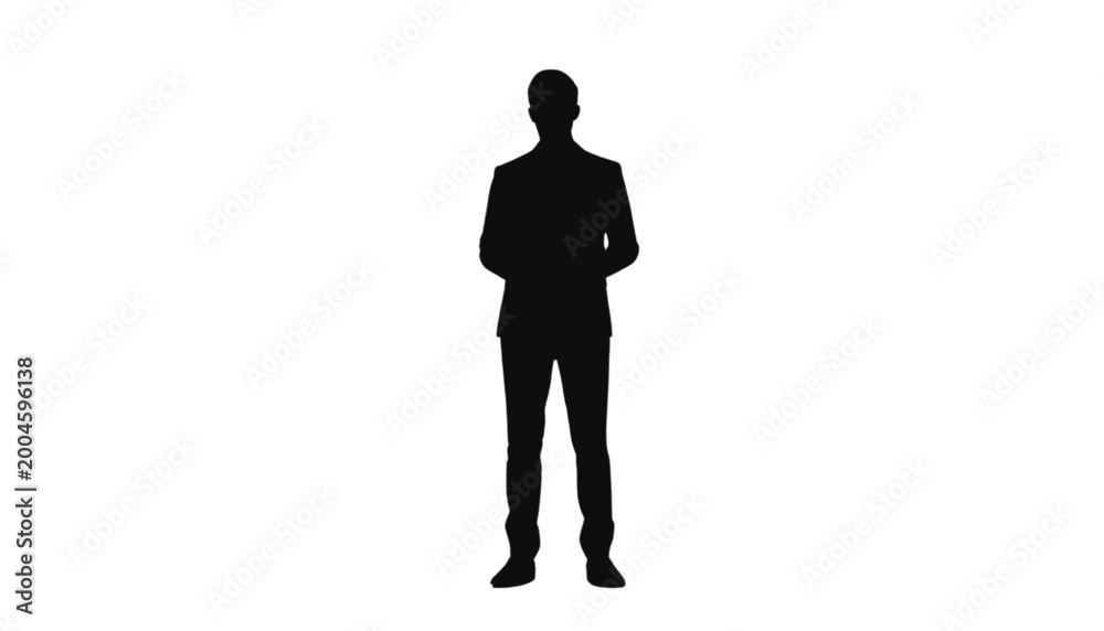 Fototapeta premium Businessman stands in a formal suit against a solid white background, representing a professional leader ready to represent a company or deliver a presentation in a clean corporate environment.