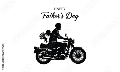 Happy father's day silhouette a motorcycle ride with loved ones
