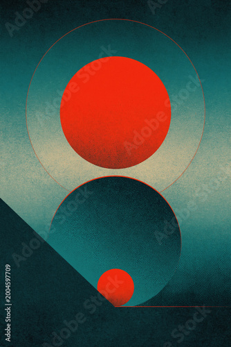 abstract stylish background, Vintage poster with a grainy risograph of minimalist gradient shapes, vintage typographics texture, minimal color-halftone effect, abstract geometry, limited color palette