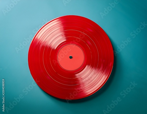 red vinyl record on minimal clean background