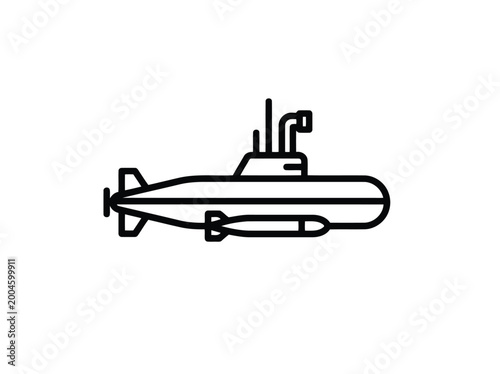 Modern Submarine Line Icon Naval Underwater Military Vessel
