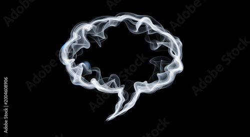 Ethereal speech bubble white smoke formed into a communication cloud