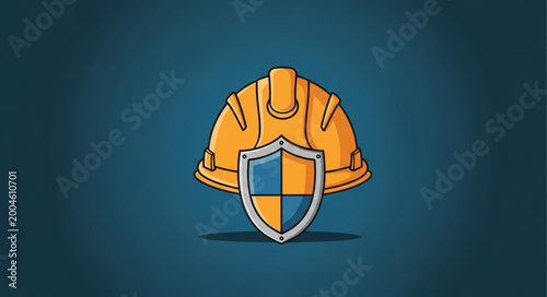 Tableau sur toile Construction Hard Hat with Shield Emblem.
