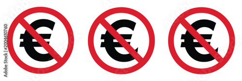 Fotografia Euro ban icon representing no money restriction, stop euro currency symbol, fina