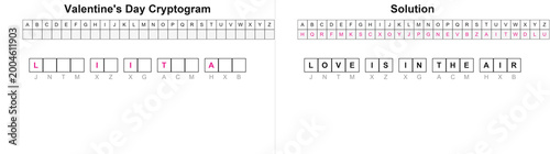 Photos Valentine's Day Cryptogram Puzzle with Solution - Love Is In The Air