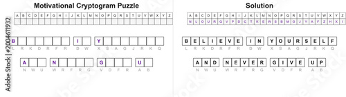 Foto Motivational Cryptogram Puzzle with Solution - Believe In Yourself