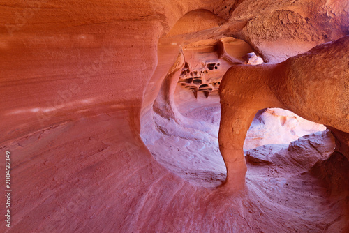 Unique desert erosion and natural architecture at Windstone Arch, Valley of Fire State Park, Nevada