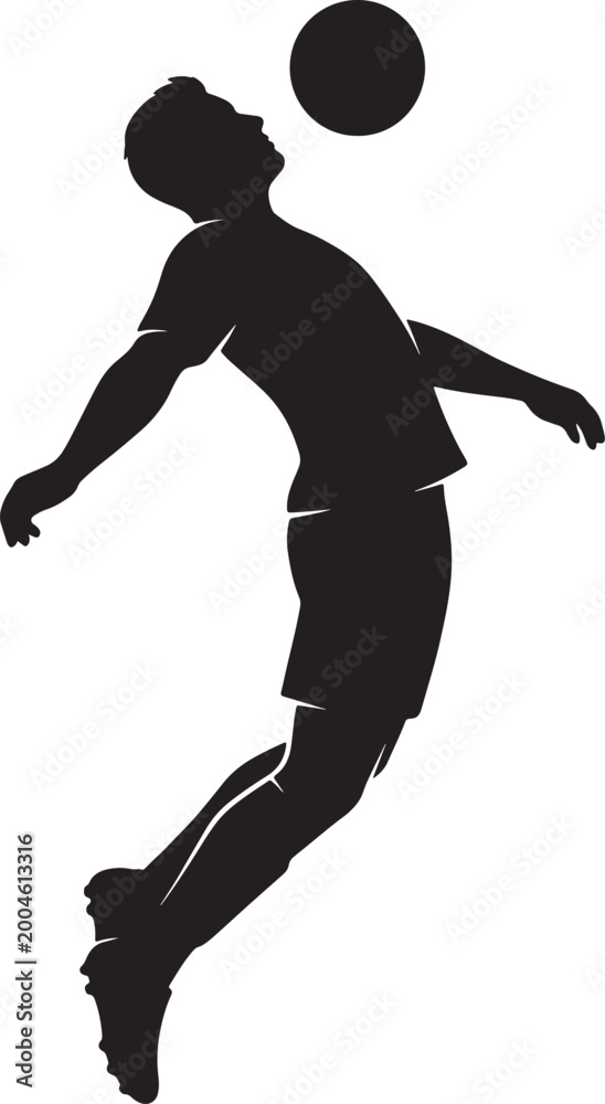 Obraz premium Soccer player heading ball silhouette graphic isolated on transparent background vector illustration