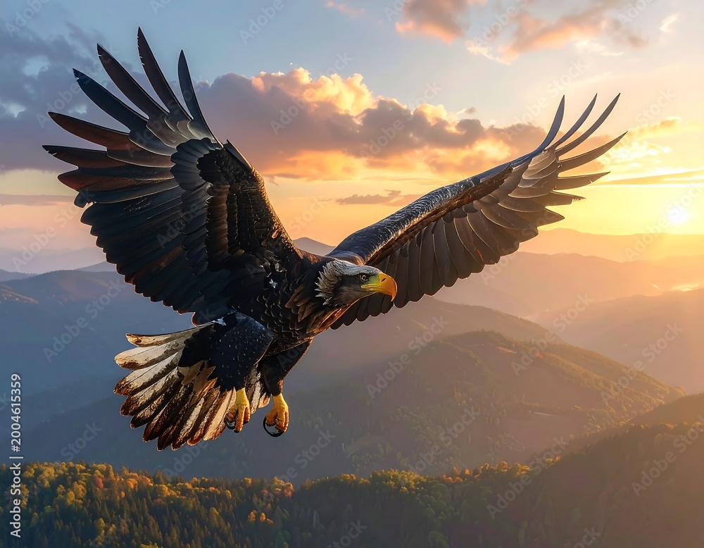 Obraz premium Majestic Eagle Soaring Gracefully in Flight