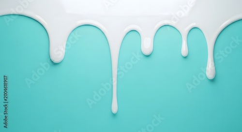 White liquid dripping on blue background abstract design