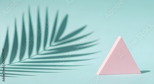 Minimal tropical leaf shadow with soft pastel background