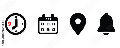 Canvas Print Time, date and address icon notification icon