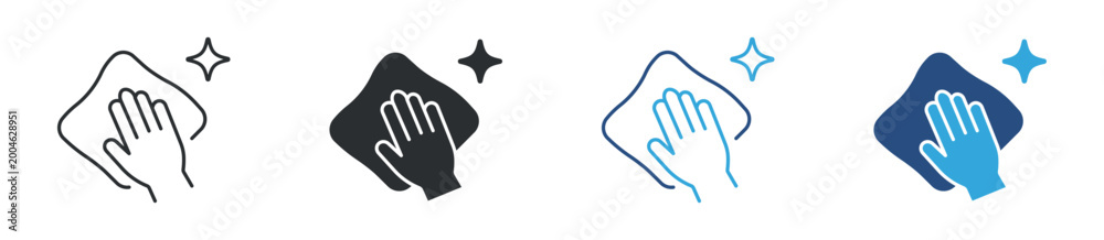 Obraz premium Cleaning icon set. wiping surface hygiene sanitation concept. vector illustration.