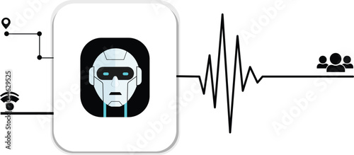 Artificial Intelligence Network Interface with Data Analytics and Human Connection Concept