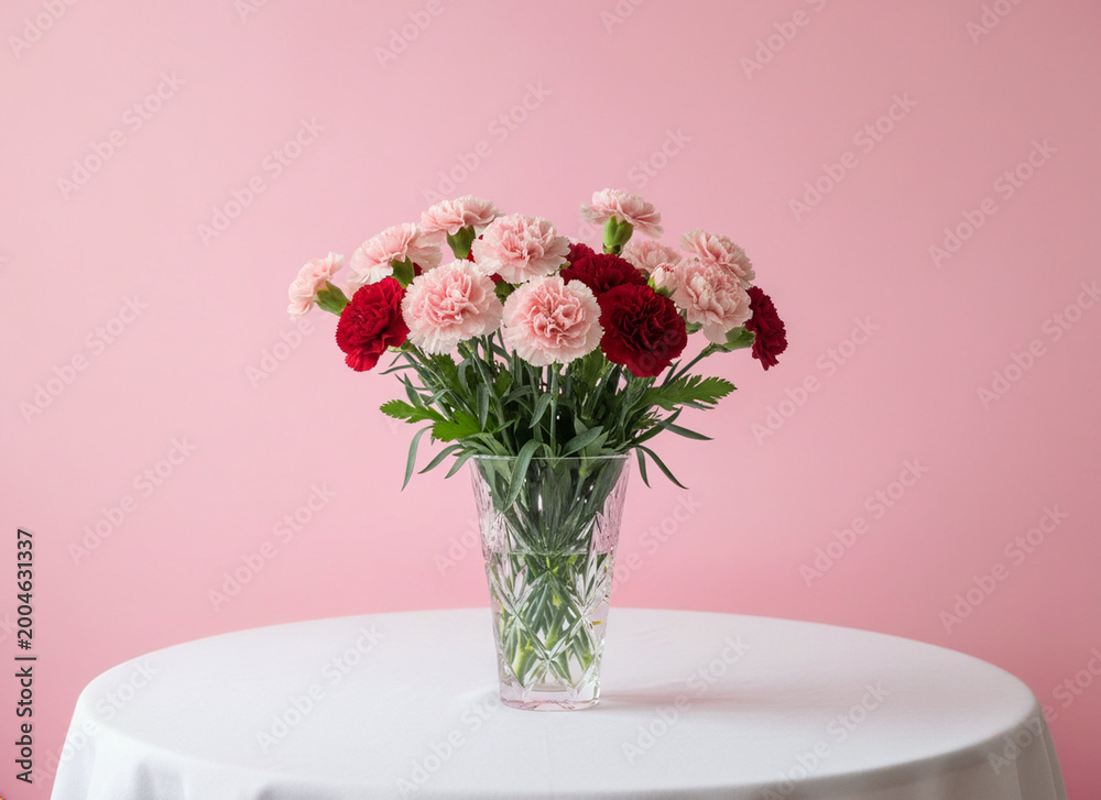 Fototapeta premium bouquet of pink carnation in a vase