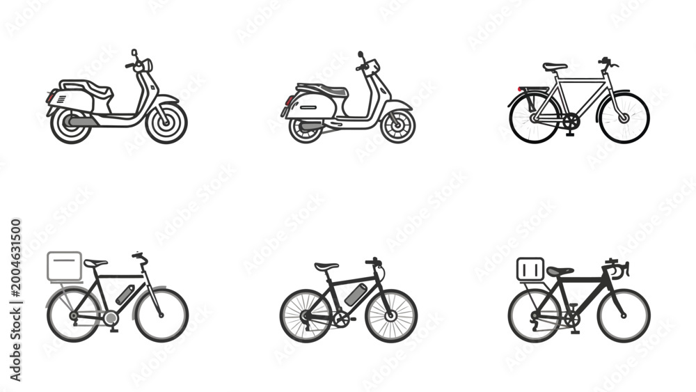 Obraz premium Vehicular Array: A meticulously crafted collection of various vehicle illustrations, showcasing diverse modes of transport for efficient movement.