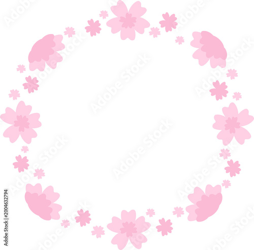 Round Sakura Floral Wreath Isolated on Transparent Background