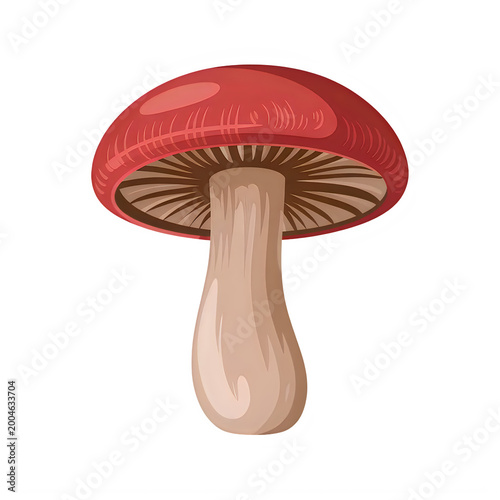 A vibrant red capped mushroom with a thick brown stem and gills transparent background