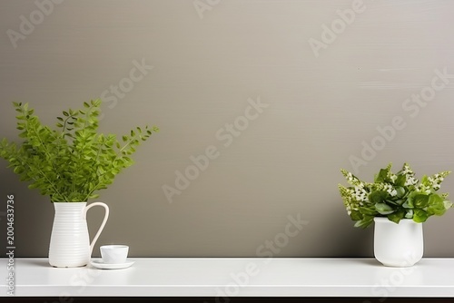 Bright corner office featuring a mock up wall in a spacious white open environment