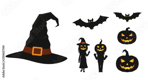 Photos Black Halloween decorations and accessories set.