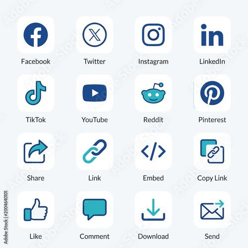 Social Media Icons With Facebook With Twitter