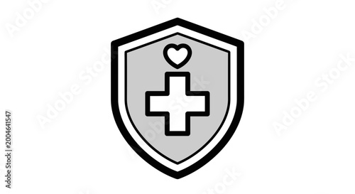 Medical shield with cross and heart symbol, healthcare protection and safety icon Free Download Medical shield with cross and heart symbol, healthcare protection and safety icon - GFXLoad