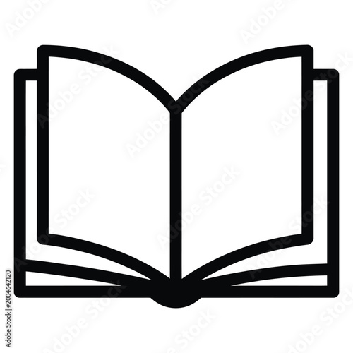 Open book icon isolated on transparent background for education website or library application design in clean flat outline style.