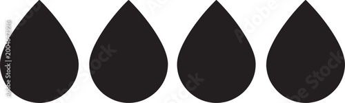 Four symmetrical black teardrop shapes arranged in a horizontal row on white background, also transparent background