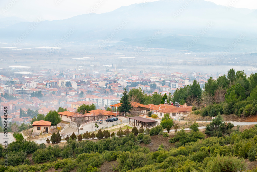 Fototapeta premium Cibyra or Kibyra, also referred to as Cibyra Magna, was an Ancient Greek city near the modern town of Gölhisar, in Burdur Province. Ruined antique theater panoramic view at archaeological site of anci
