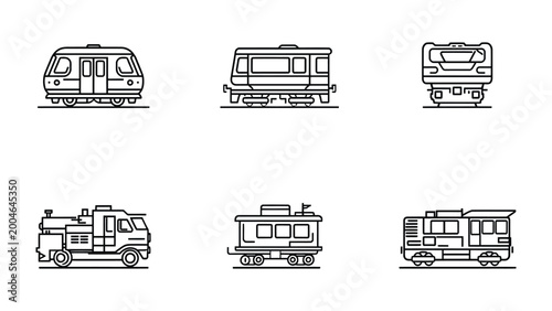 Canvas Print Train Cart Icons: A collection of train cart icons, depicting various types of railway carriages in a simple, elegant style, perfect for illustrating transport and travel concepts