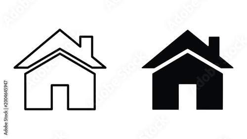 Photos Simple black and white house icon with chimney variation