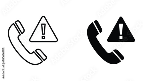 Warning phone icon with exclamation mark