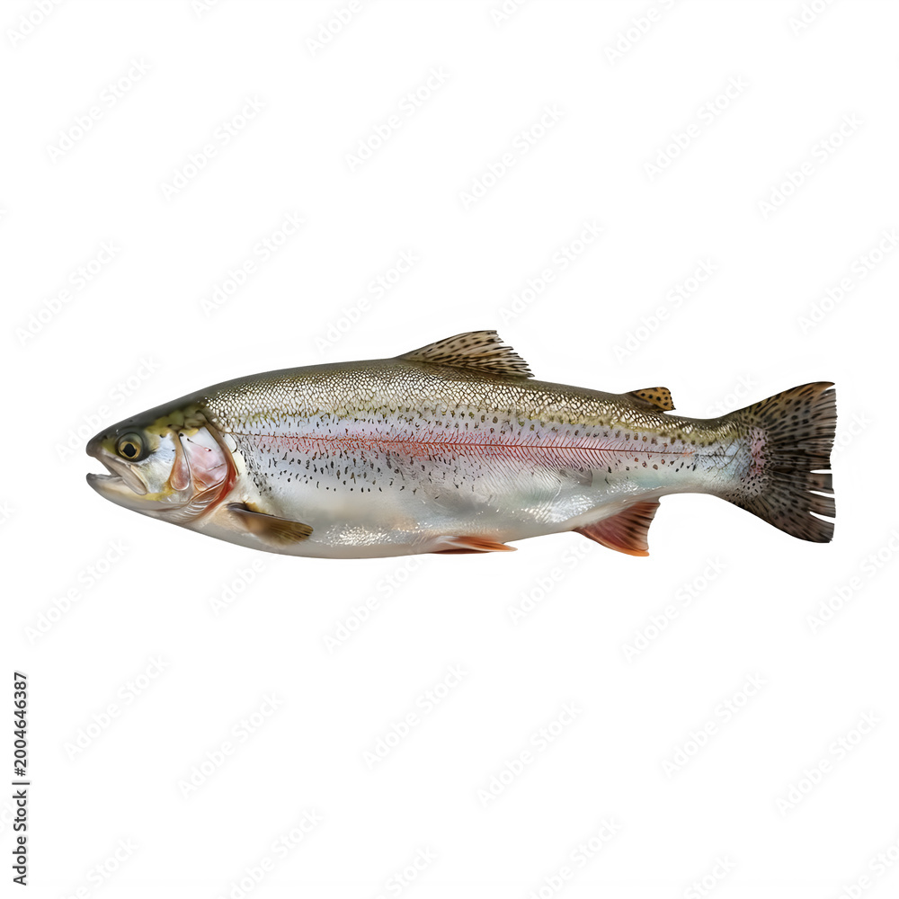 Obraz premium Rainbow trout fish isolated on transparent background side view transparent background