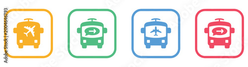Photos Airport shuttle bus icon collection, transportation and terminal transfer symbols in multicolor flat vector style, travel and logistics concept illustration