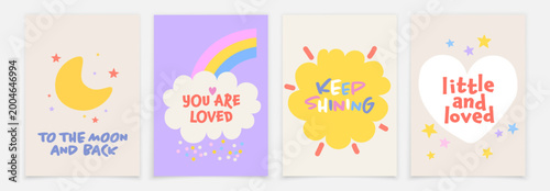 Quadro su tela Posters with inspirational phrases for the children's room