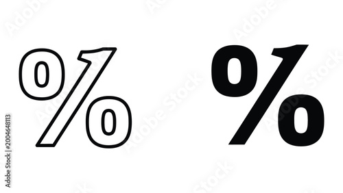 Black and white zero percent sign icon