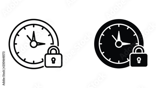 Tableau sur toile Secure clock icons with lock symbols