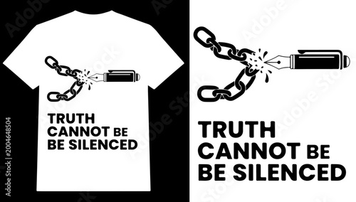 Canvas-taulu T-shirt design, broken chain, freedom quote, typography vector, protest graphics