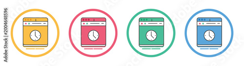 Canvastavla Loading and progress icon collection, multicolor website loading spinners and refresh indicators, web performance and buffering symbols, simple modern flat vector design for digital interfaces