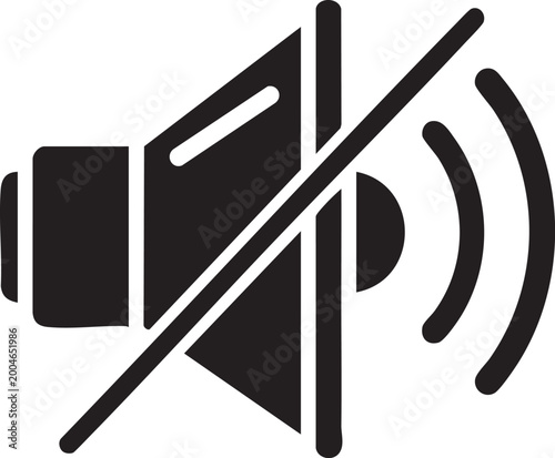 Tableau sur toile Black and white muted speaker icon representing silence or no sound