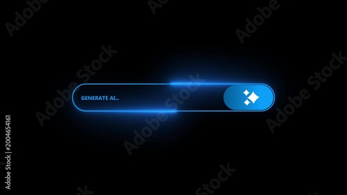 Modern pill-shaped button labeled ai generate with futuristic design elements.ai generate dashboard with charts and graphs for artificial intelligence analysis and insights.4k motion video