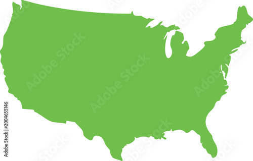 Foto Green silhouette map of the united states of america