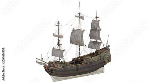 Obraz na płótnie 3d rendering ship pinnace