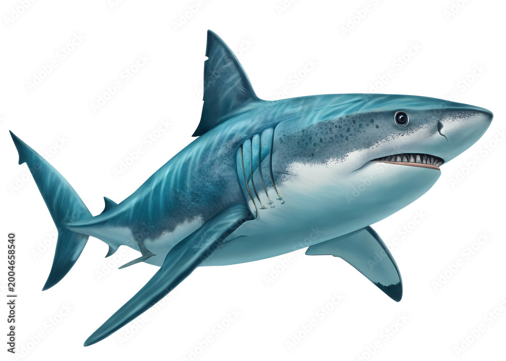 Obraz premium Great white shark isolated on transparent background