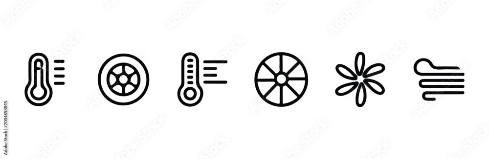 Obraz premium Weather icons for temperature wind and sun.