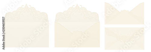 Vintage Translucent Envelope Set Elegant Stationery Mockup 